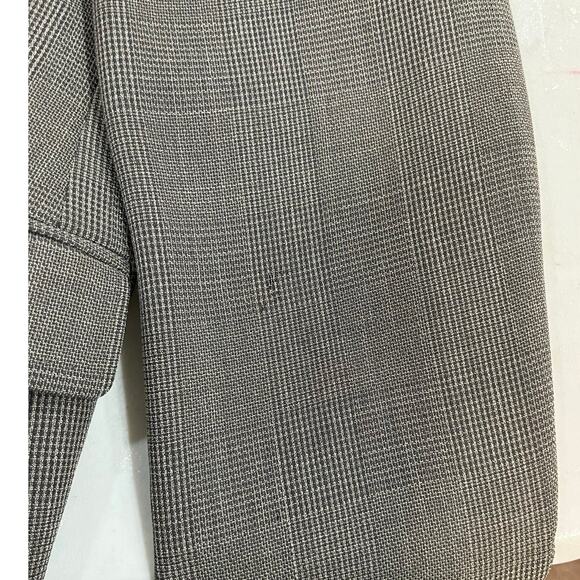 MAX MARA Italy VNTG Tan Brown Plaid Wool Silk Blend Double Breasted Blazer sz 14 - Picture 6 of 11